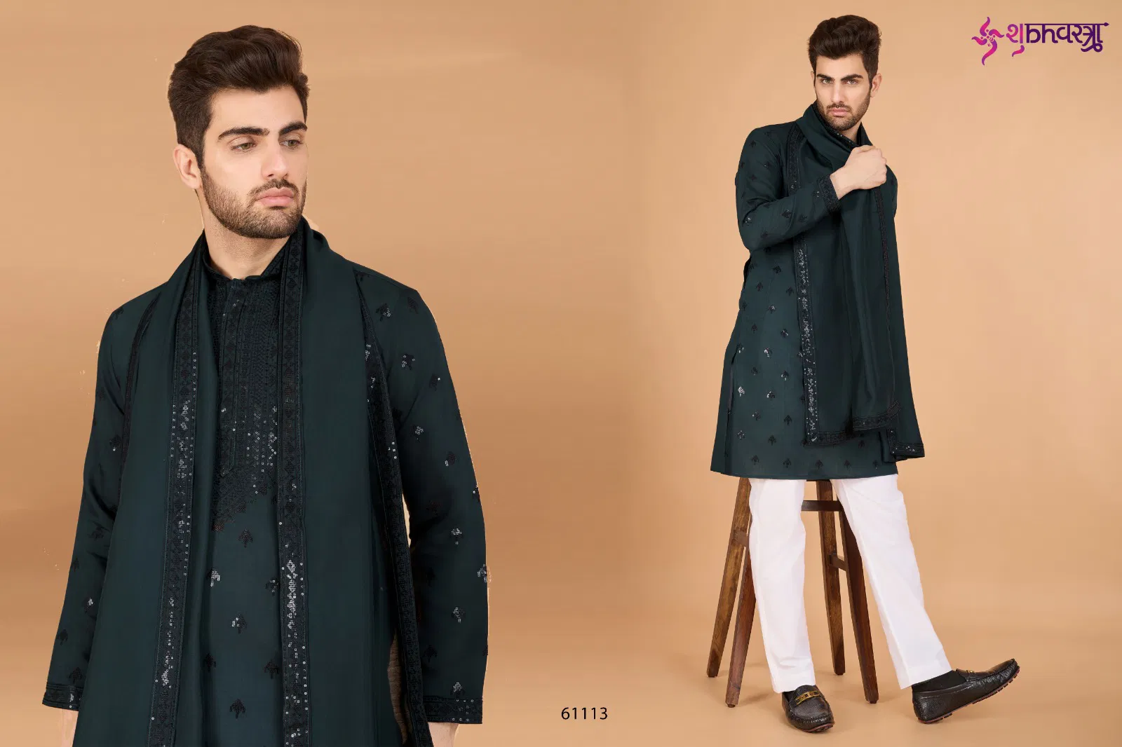 Raj Vastra by Shubhvastra Viscose Silk Mens Kurta With Dupatta Wholesale Online